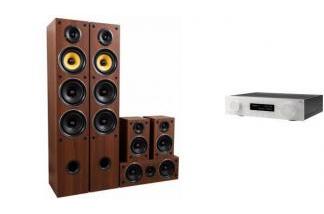 JBL MA710 WHT + TAGA HARMONY TAV-506 walnut